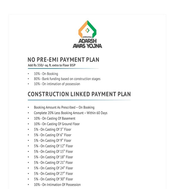 amrapali adarsh awas yojna payment plan , amrapali adarsh awas yojna