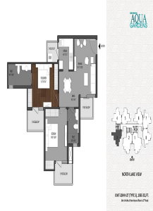 shri radha aqua garden floor plan 2bhk 2toilet 1065 sq.ft