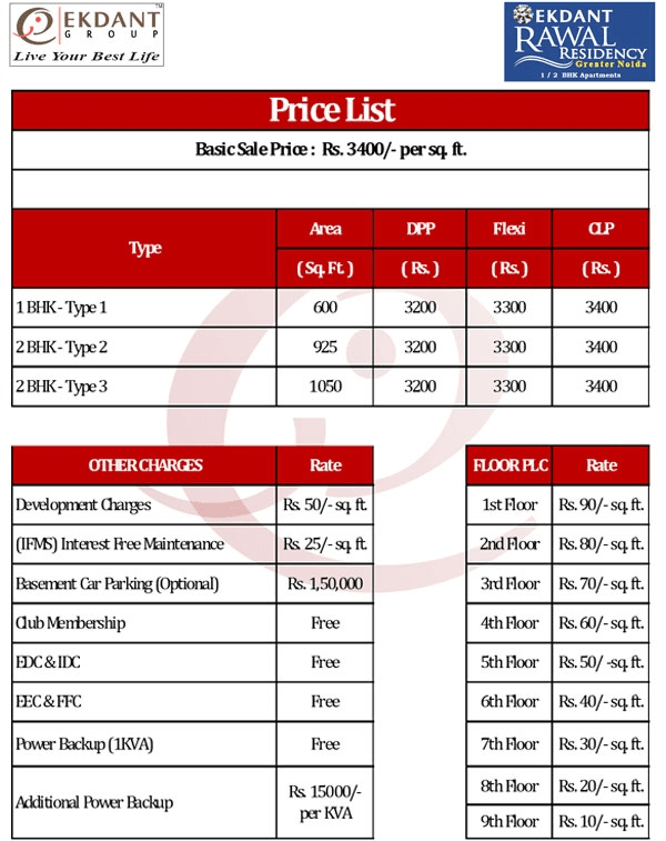 ekdant rawal residency price list , ekdant rawal residency