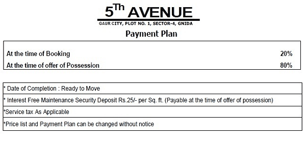 gaur city 5th avenue payment plan , gaur city 5th avenue
