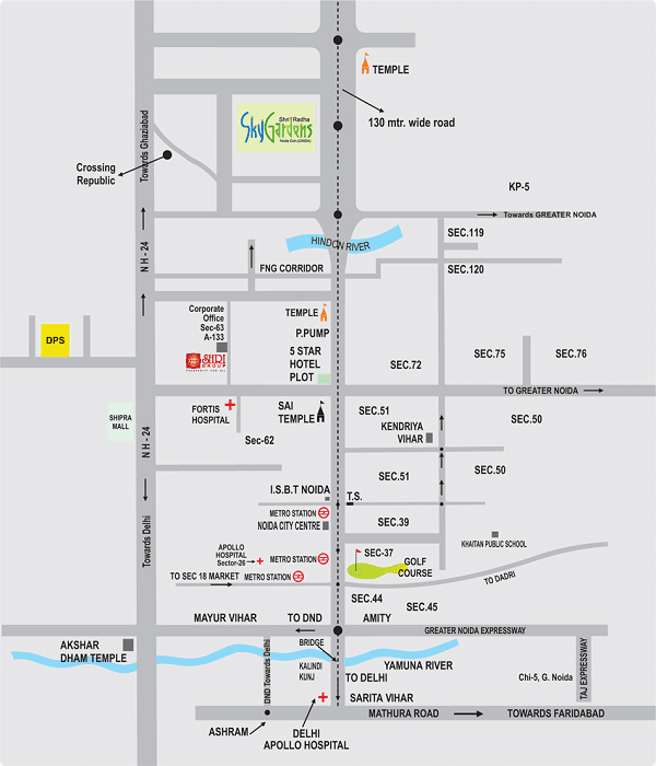 shri radha sky gardens location map , shri radha sky gardens