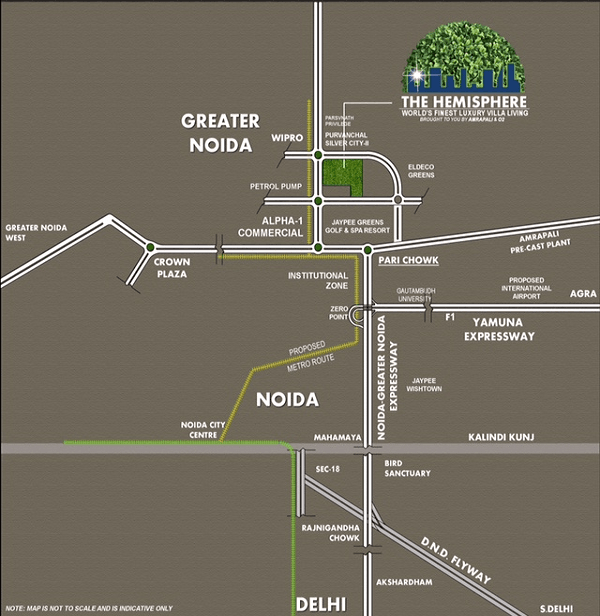amrapali the hemisphare location map , amrapali the hemisphare