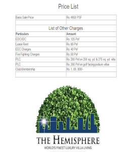 amrapali the hemisphare price list , amrapali the hemisphare