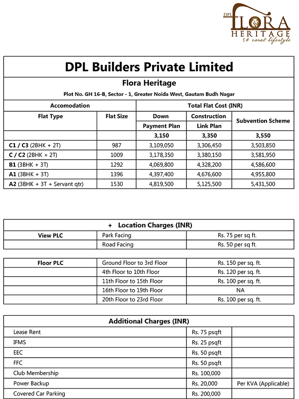 dpl flora heritage price list , dpl flora heritage