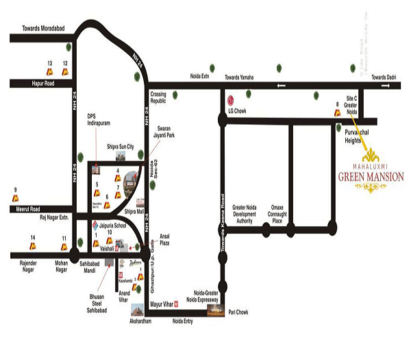migsun green mansion location map , migsun green mansion