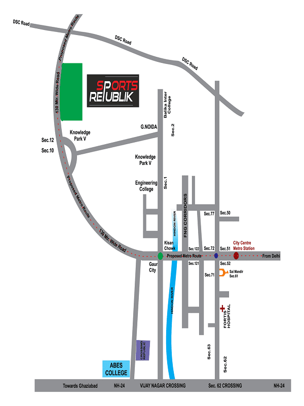 ajnara sports republik location map , ajnara sports republik