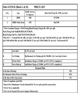 gaur city 16th avenue price list , gaur city 16th avenue