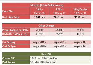 lotus villas price list , lotus villas