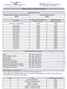 trident embassy price list , trident embassy