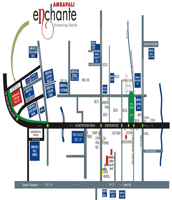 amrapali enchante location map , amrapali enchante