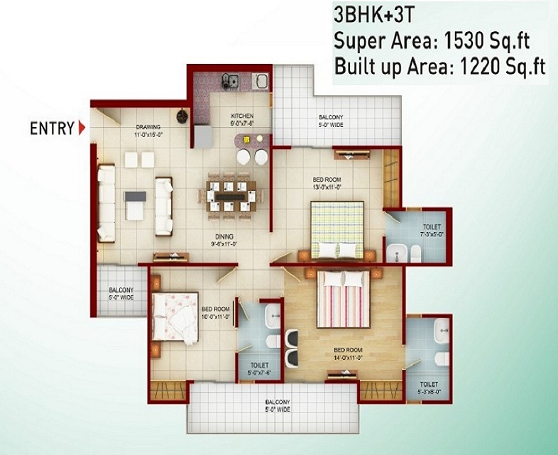 saviour greenarch floor plan 1530-sqft