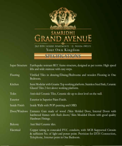 samridhi grand avenue specification , samridhi grand avenue