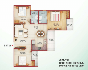 saviour-greenarch-floor-plan-3bhk-2toilet-1160-sq-ft , saviour greenarch
