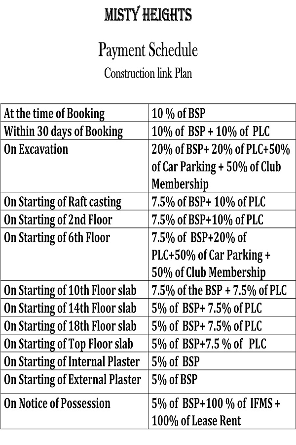 soho misty heights payment plan , soho misty heights