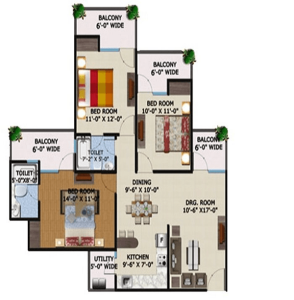 supertech-regina-tower-floor-plan-3bhk-3toilet-1545-sq-ft
