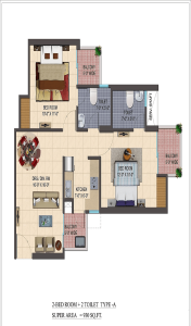 cosmos-shivalik-homes2-floor-plan-2bhk-2toilet-930-sq-ft