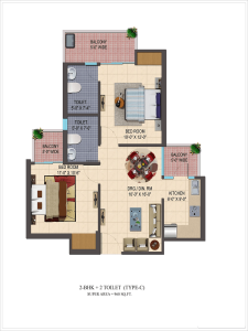 cosmos-shivalik-homes2-floor-plan-2bhk-2toilet-960-sq-ft