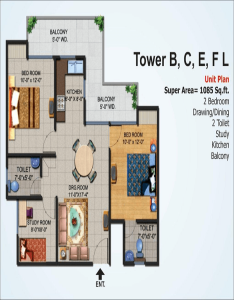 ajnara-homes-floor-plan-2bhk-2toilet-1085-sq-ft