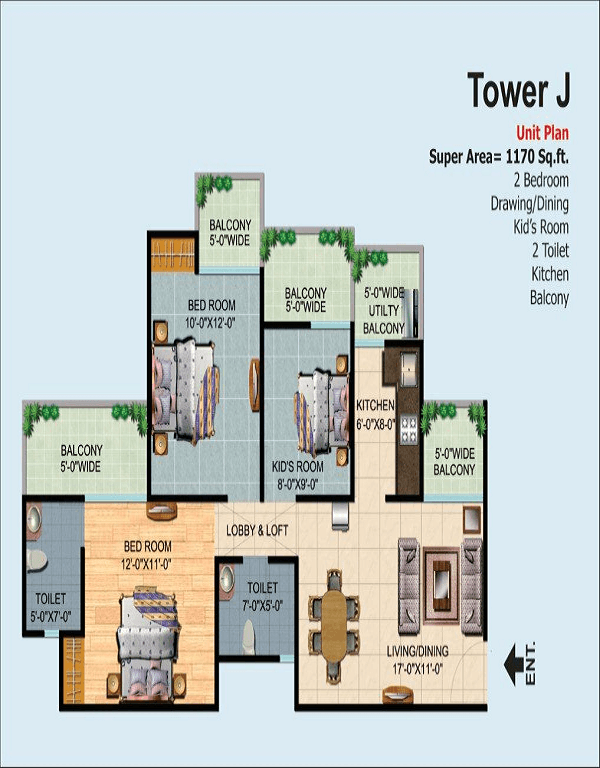 ajnara-homes-floor-plan-2bhk-2toilet-1170-sq-ft