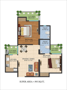 ajnara-le-garden-floor-plan-2bhk-2toilet-995-sq-ft