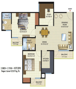 amrapali-dream-valley-floor-plan-2bhk-2toilet-1215-sq-ft