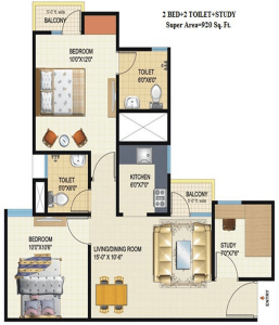 amrapali-dream-valley-floor-plan-2bhk-2toilet-920-sq-ft