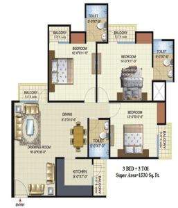 amrapali-dream-valley-floor-plan-3bhk-3toilet-1530-sq-ft