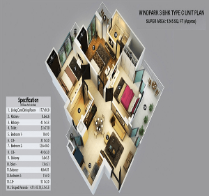 kvd-wind-park-floor-plan-3bhk-2toilet-1245-sq-ft