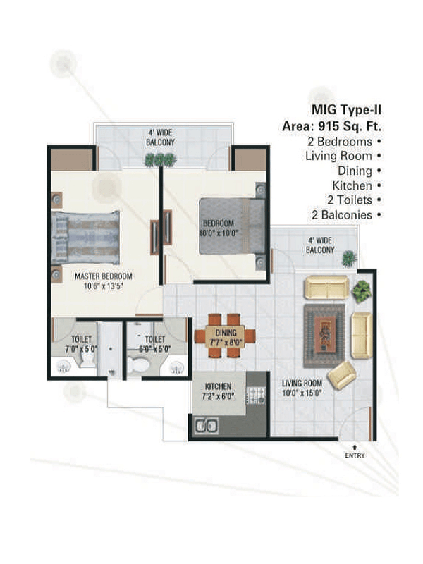 panchsheel-green1-floor-plan-2bhk-2toilet-915-sq-ft