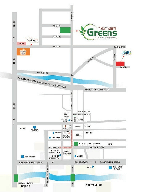 panchsheel-greens-location-map