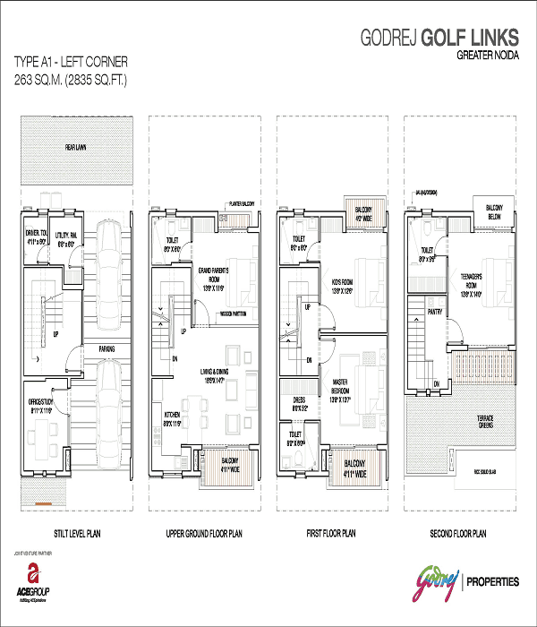 godrej golf links left corner floor plan 2835 sq.ft