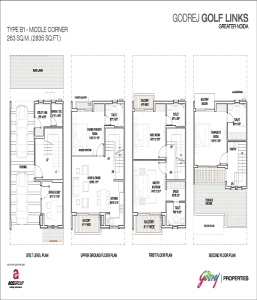 godrej golf links middle corner floor plan 2835 sq.ft