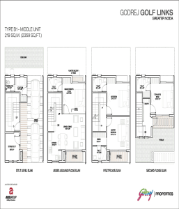 godrej golf links middle unit floor plan 2359 sq.ft