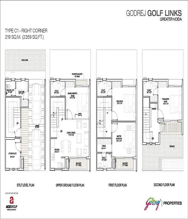 godrej golf links right corner floor plan 2359 sq.ft