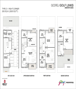 godrej golf links right corner floor plan 2835 sq.ft