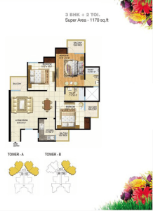pigeon spring meadows floor plan 3bhk- 2toilet 1170 sq.ft