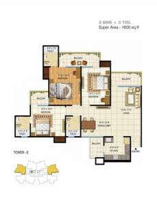 pigeon spring meadows floor plan 3bhk 3toilet 1600 sq.ft