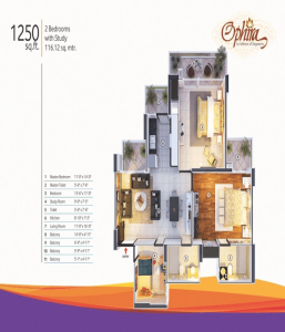 mangalya ophira floor plan 2bhk 2toilet 1250 sq.ft