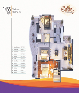 mangalya ophira floor plan 3bhk 2toilet 1455 sq.ft